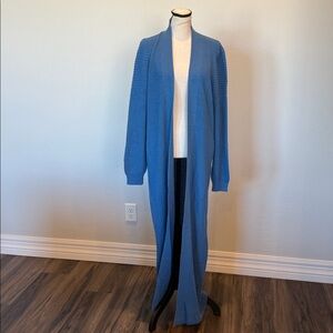 CCK Women’s Blue Knit Duster Open Cardigan, Size Medium, NWT